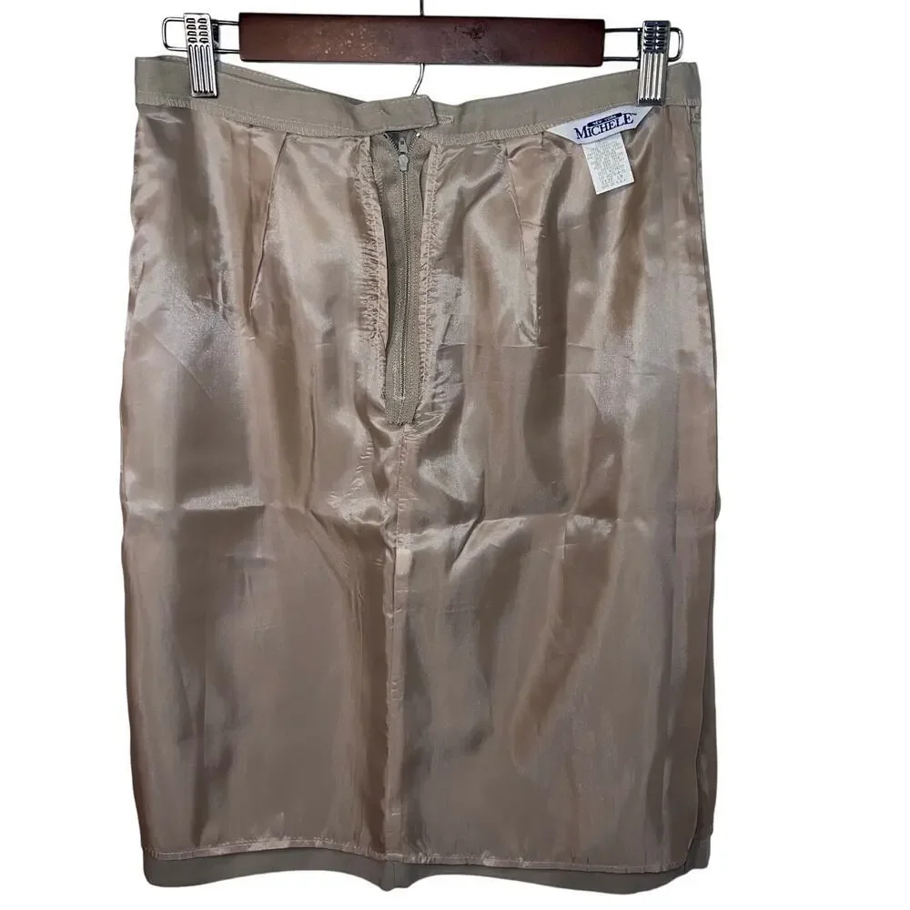 Michele NY Vintage‎ Womens Size 10 Woolblend Minimalist Lined Pencil Midi Skirt